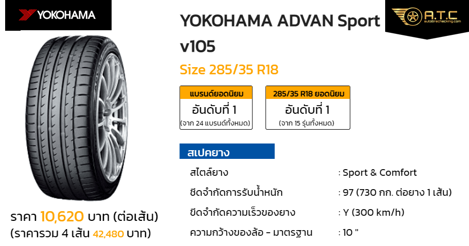 4本 サマータイヤ 285 35R18 97Y ヨコハマ アドバンスポーツV105 MO メルセデス承認 V105  ADVAN Sport V105 - 3