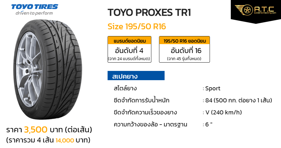 TOYO PROXES TR1  R ราคา ยาง ยางรถยนต์   autotirechecking