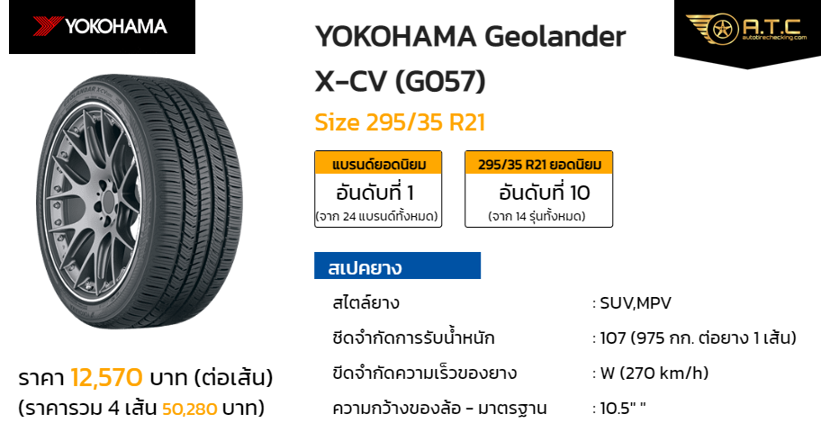 YOKOHAMA Geolander X-CV (G057) 295/35 R21 ราคา ยาง ยางรถยนต์  autotirechecking